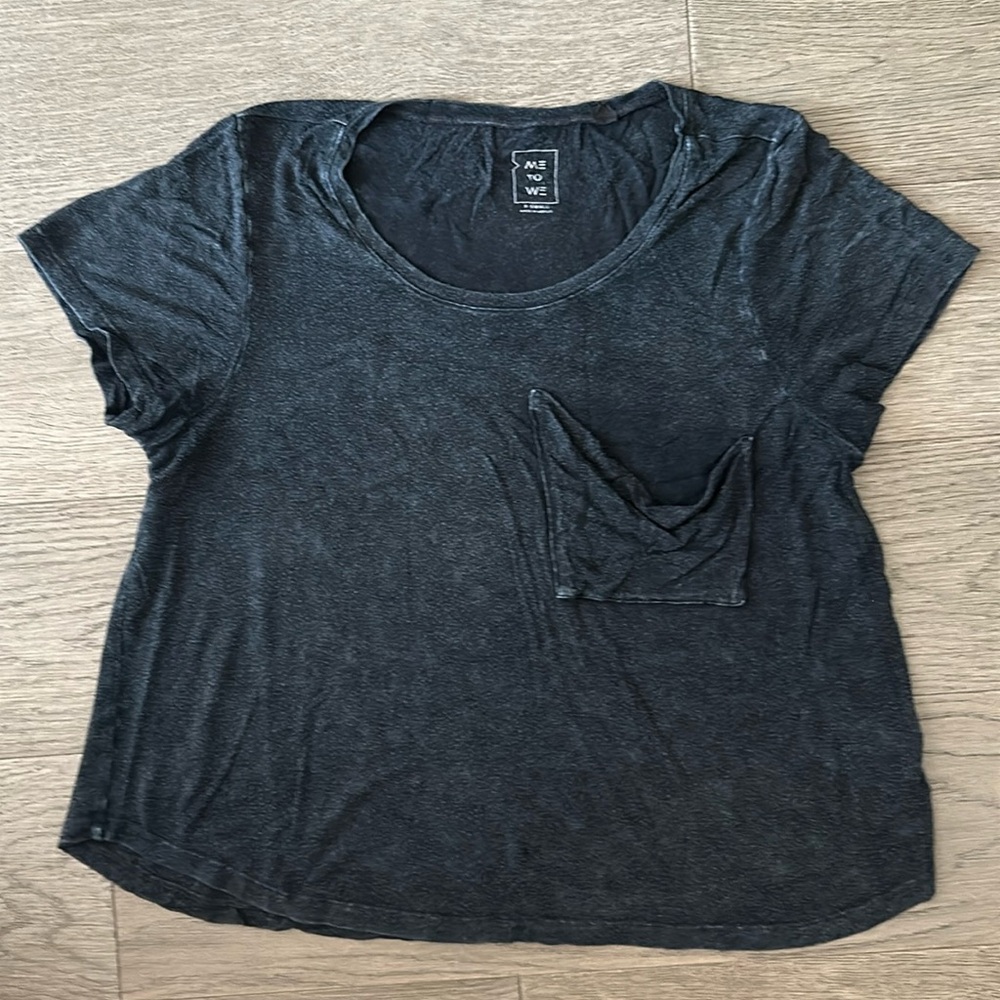 EUC Pacsun Distressed Dark Gray Pocket Tee